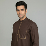 Embroidered Brown Kameez & Shalwar