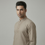 Beige Embroidered Kameez & Shalwar