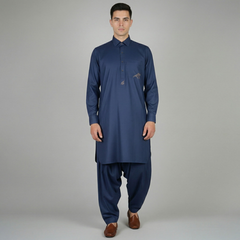 Royal Blue Kameez & Shalwar