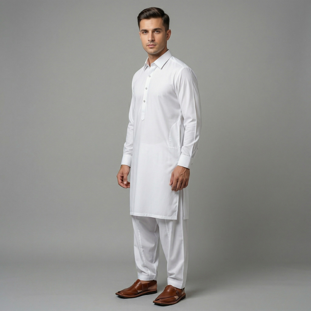 Classic Off White Kameez & Shalwar