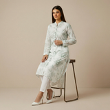 Elegant Mint & Orange Silk Dress
