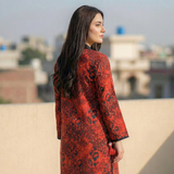 Red Printed Flare Dress