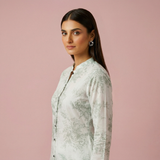 Elegant Mint & Orange Silk Dress