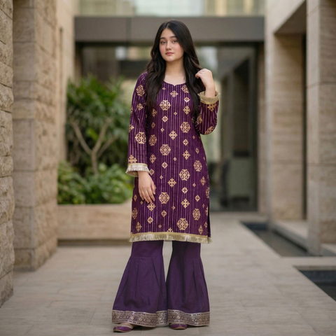 Plum Block Print Dress