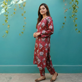 Crimson Floral Summer Dress
