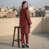 Red Printed Flare Dress