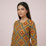 Mustard Printed Cotton Dress