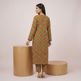 Mustard Printed Cotton Dress