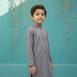 Elegant Grey Embroidered Kurta Trouser