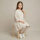 Beige Printed Kids Dress