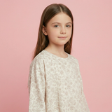 Beige Printed Kids Dress
