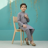 Elegant Grey Embroidered Kurta Trouser