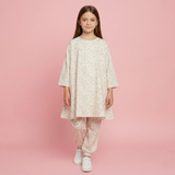 Beige Printed Kids Dress