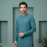 Teal Classic Kameez & Shalwar