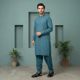Teal Classic Kameez & Shalwar