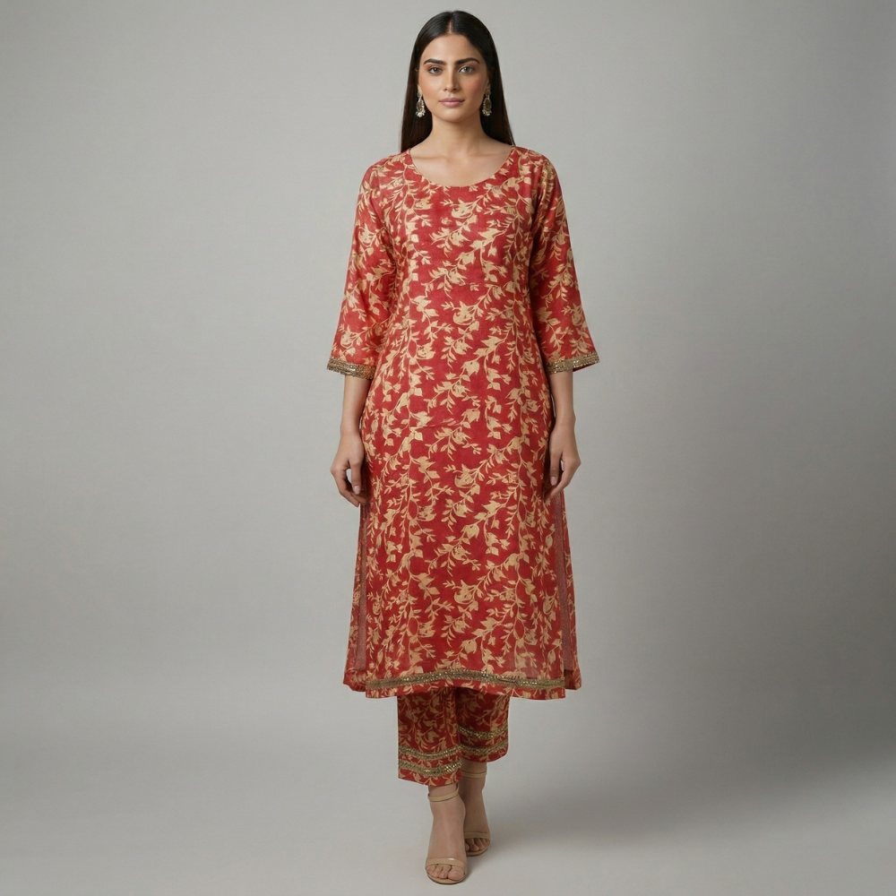 Crimson Printed Grace Lawn