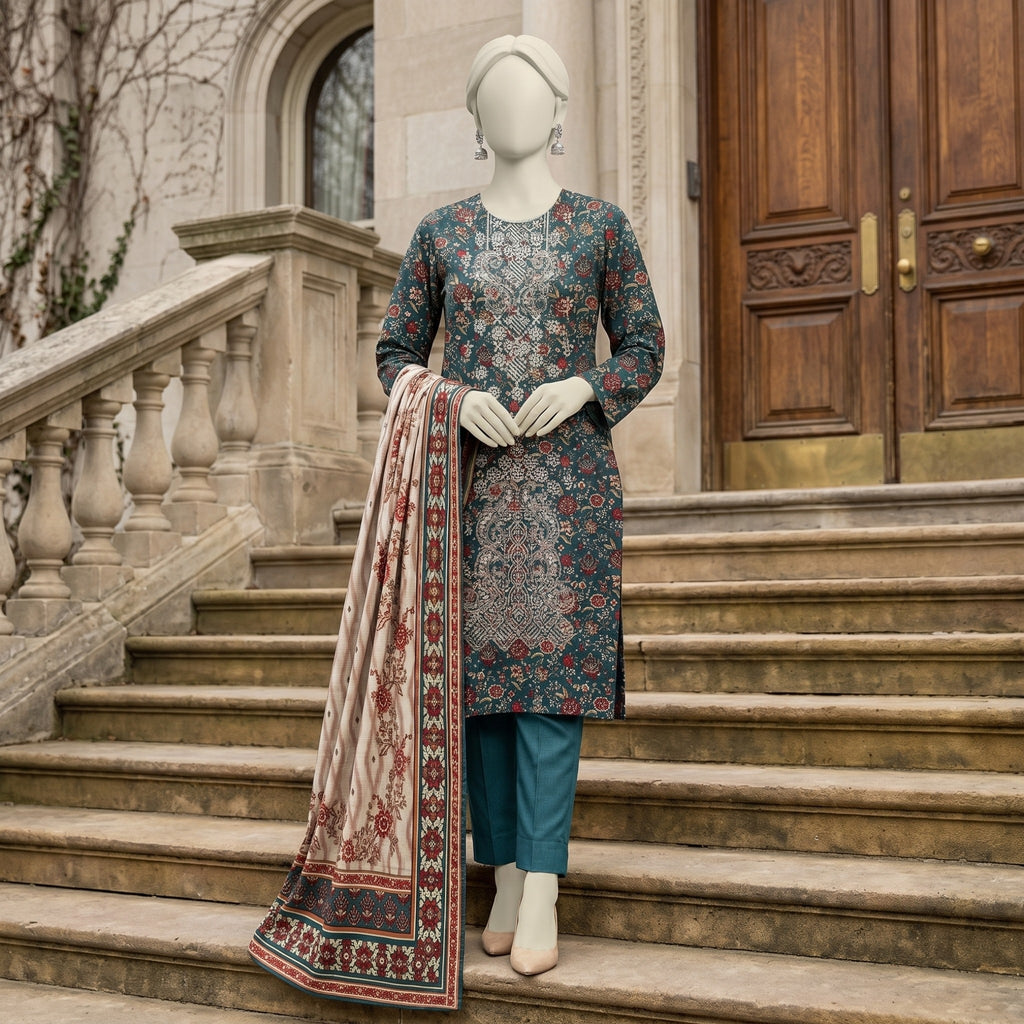 Teal Printed Ready-to-Wear Lawn Suit