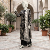 Black White Embroidered Printed Lawn Suit