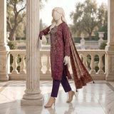 Maroon Printed Ready-to-Wear Lawn Suit