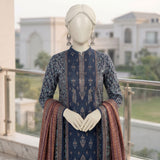 Navy Printed Farshi Shalwar Lawn Suit