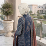 Navy Printed Farshi Shalwar Lawn Suit
