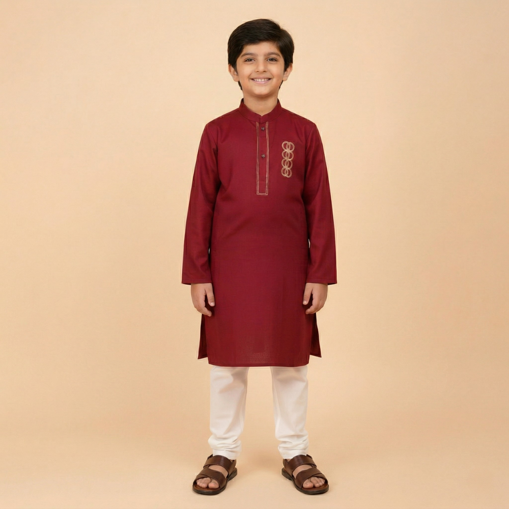 Maroon Classic Kids Kurta Trouser