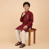 Maroon Classic Kids Kurta Trouser