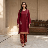 Maroon Embroidered Dress
