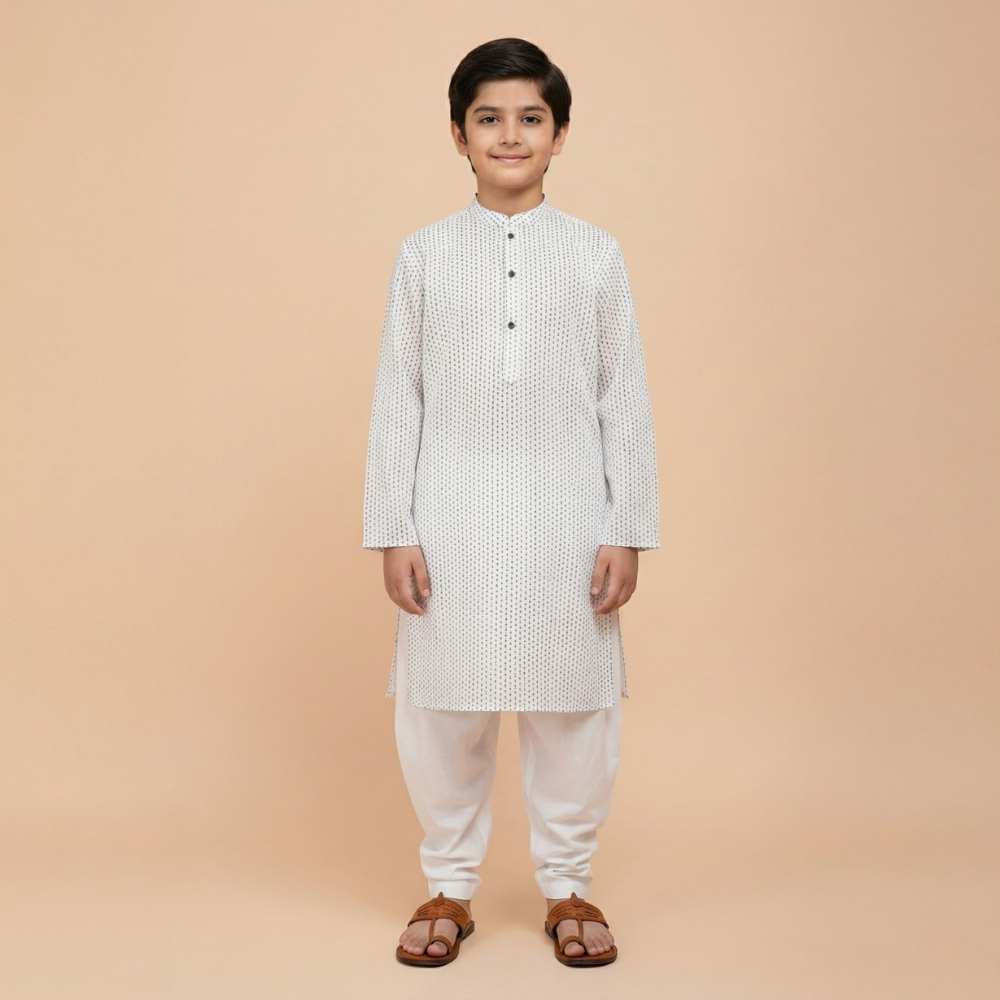 Dots Classic Print Kurta Trouser