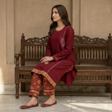 Maroon Embroidered Dress