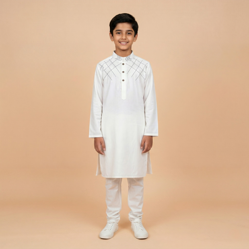 White Embroidered Kurta Trouser