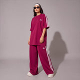 Ready to Wear Women Gym Dress – Blue Sportswear 2 Piece Suit with Polo Shirt and Wide Leg Trouser