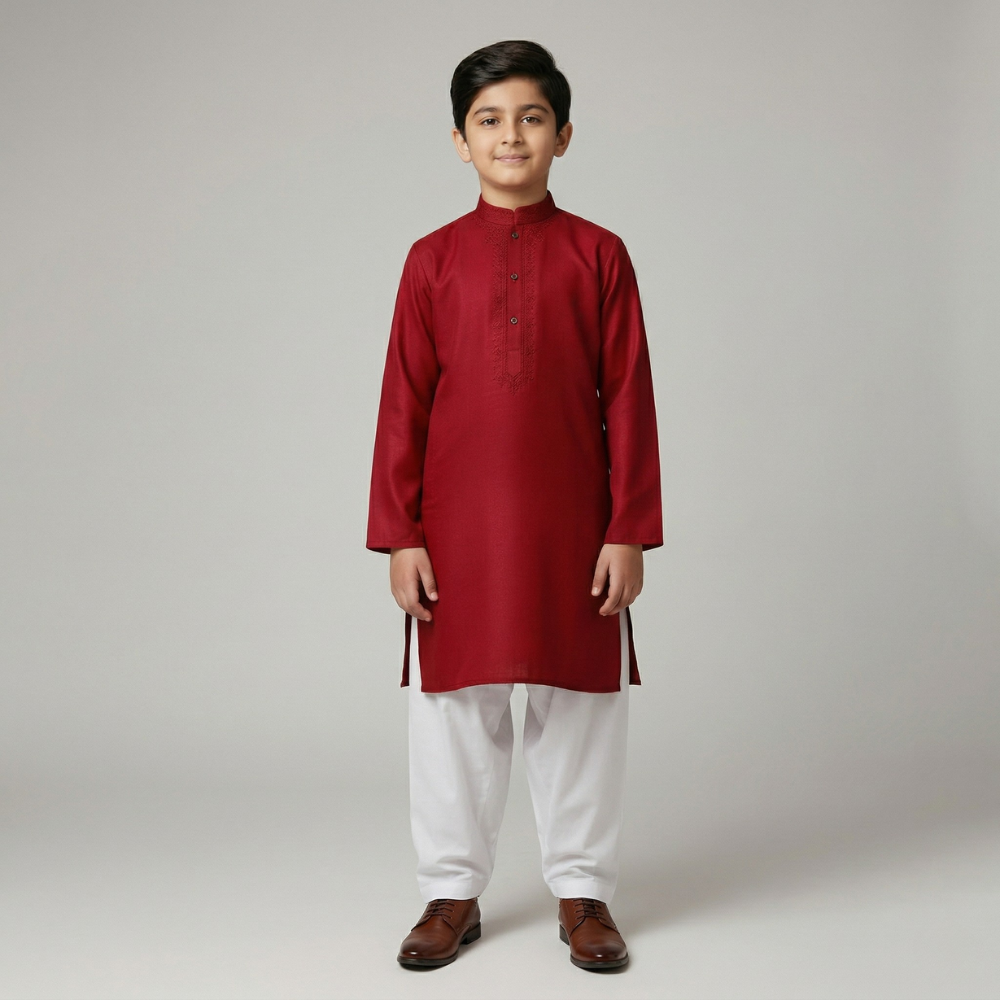 Maroon Classic Kurta Trouser