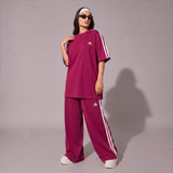 Ready to Wear Women Gym Dress – Blue Sportswear 2 Piece Suit with Polo Shirt and Wide Leg Trouser