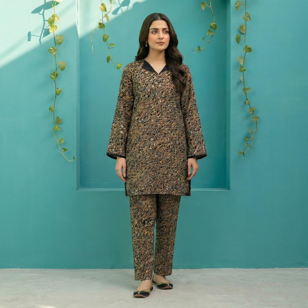 Earthy Printed Lawn Dress