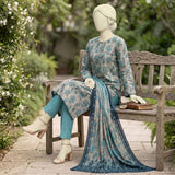 Grey Aqua Floral Printed Lawn Suit