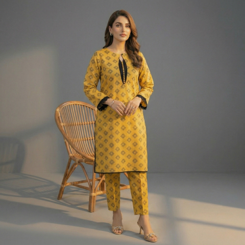 Mustard Printed Dress